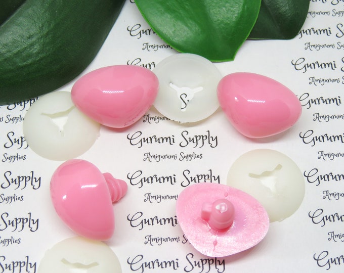26mm Solid Pink Triangle Safety Noses with Washers - 2 ct / Amigurumi / Animal / Doll / Craft / Stuffed Creations / Crochet / Knit / Bear