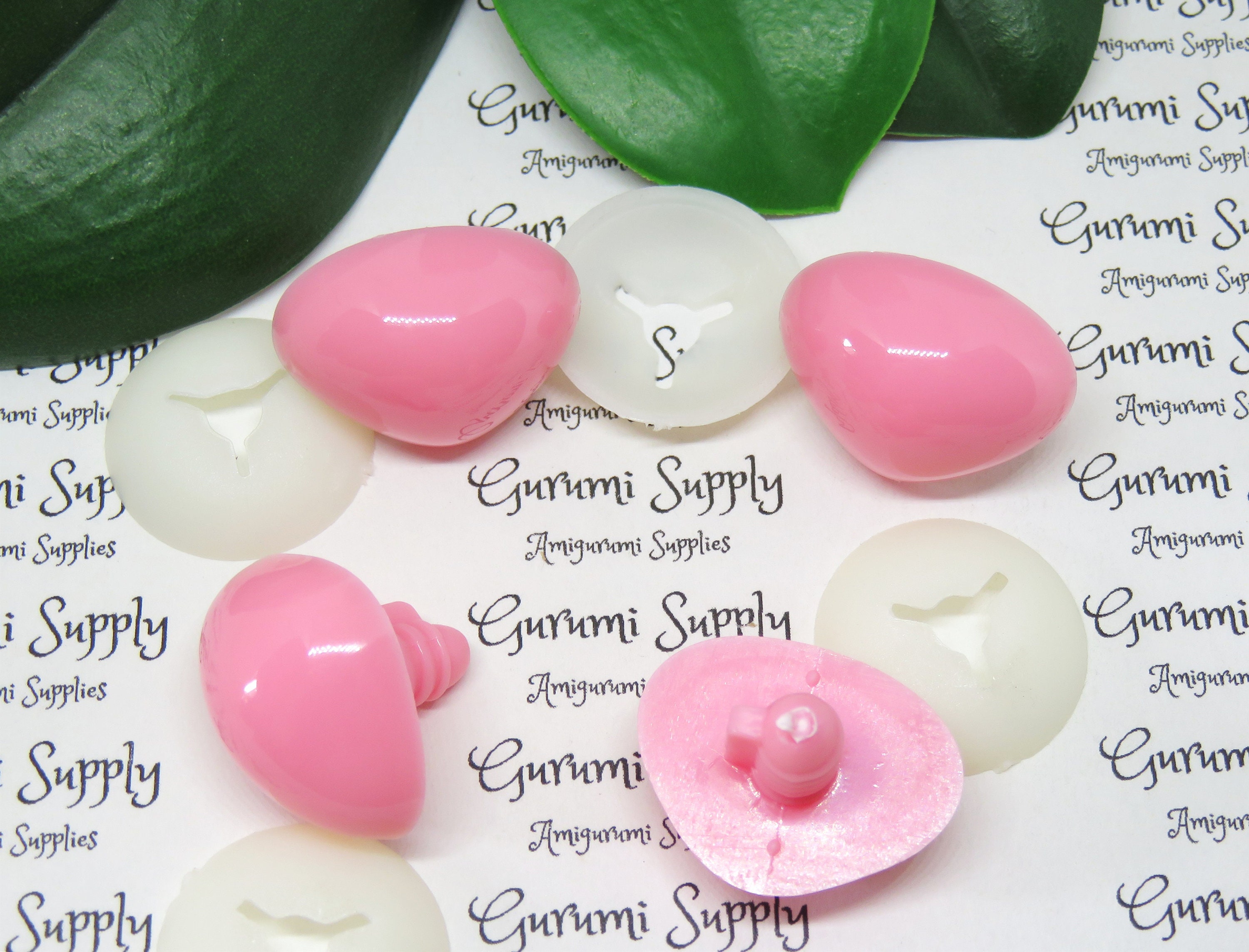 26mm Solid Pink Triangle Safety Noses with Washers - 2 ct / Amigurumi /  Animal / Doll / Craft / Stuffed Creations / Crochet / Knit / Bear
