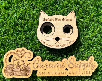 Safety Eye Gismo - Kitty - Safety Eye Tool - Safety Eye Jig - Safety Eye Helper - Wood - Trapezoid Eye - Animal Eye - Amigurumi