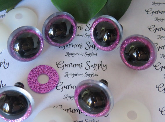 12mm Pink Iris Black Pupil Round Safety Eyes and Washers: 3 Pairs - Doll /  Amigurumi / Animal / Creations/ Crochet / Paintfree / Craft / Toy
