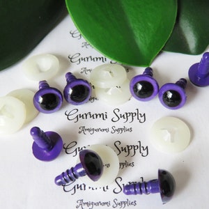10mm Violet Purple Iris Black Pupil Round Safety Eyes and Washers: 4 Pairs - Doll / Amigurumi / Animals / Toy / Craft Supplies / Crochet