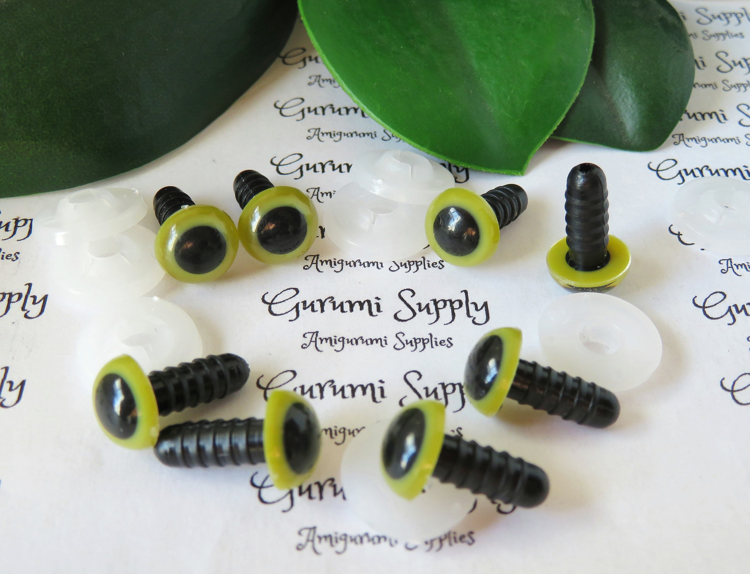 8x12mm Solid Black Oval Safety Eyes/Noses with Washers: 2 Pair - Amigurumi/  Animals/ Doll/ Toy/ Stuffed Creations/ Craft Eyes/ Crochet/ Knit