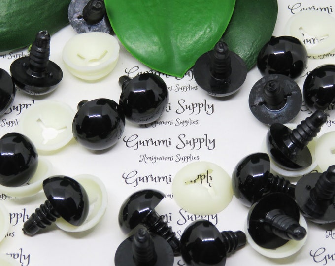Bulk-Pack! 16mm Solid Black Safety Eyes with Washers: 20 Pairs - Amigurumi / Animal / Doll / Toy / Creation / Craft / Crochet / Knit