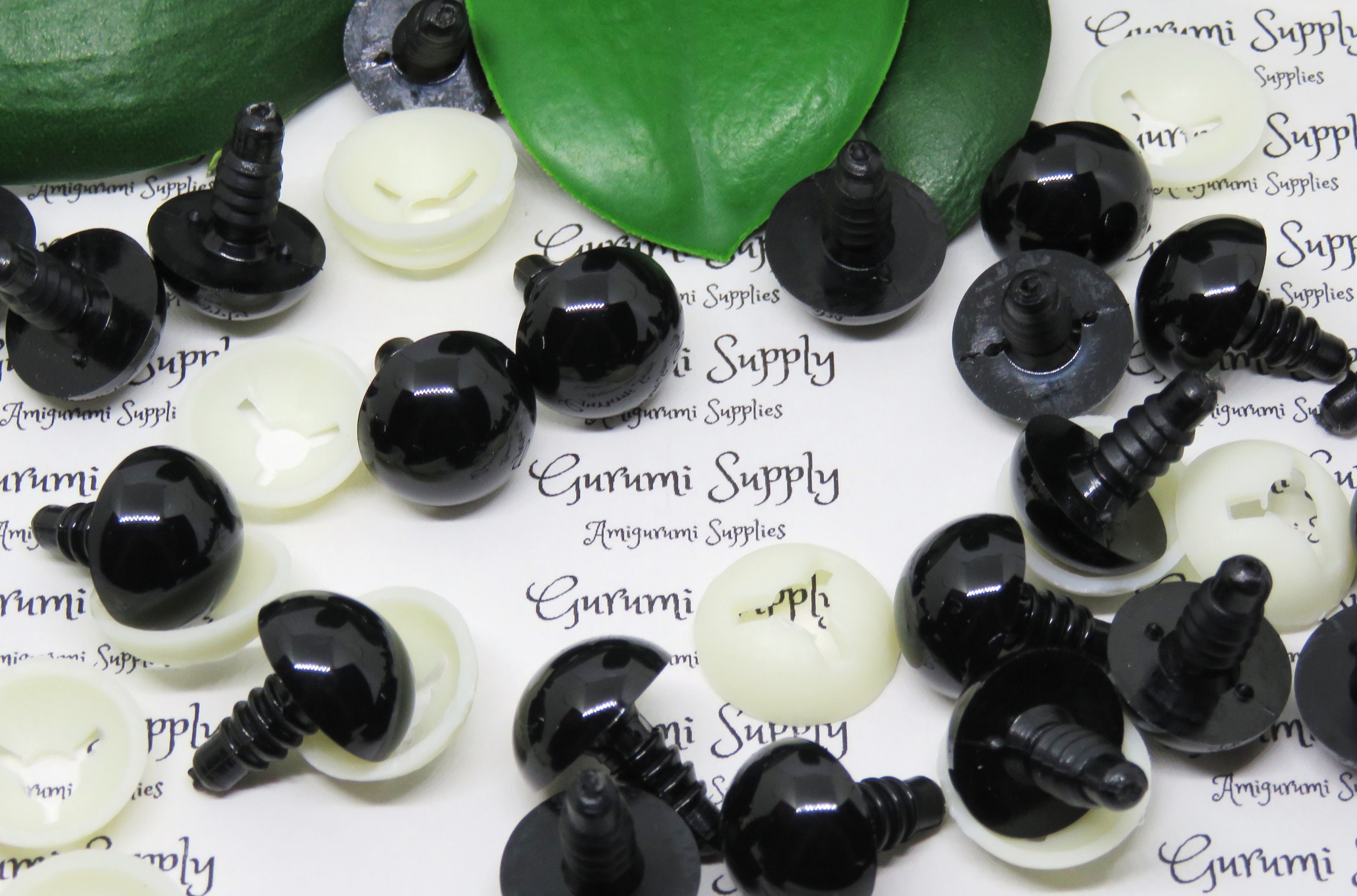 Bulk-pack 16mm Solid Black Safety Eyes With Washers: 20 Pairs Amigurumi /  Animal / Doll / Toy / Creation / Craft / Crochet / Knit 