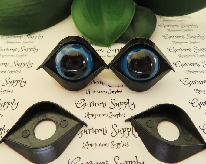 18mm Safety Eye EyeLids in Black – 2 pairs – Amigurumi / Toy Eye Lids / Eye Character / Eye Accents /Full Top and Bottom Eye Lids / Crochet