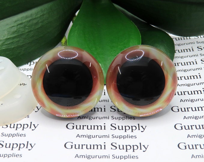 35mm Ring of Fire Iris 3D Style Trapezoid Safety Eyes and Washers: 1 Pair - Amigurumi / Animal / Toy / Doll / Crochet / Knit / Sinker Washer