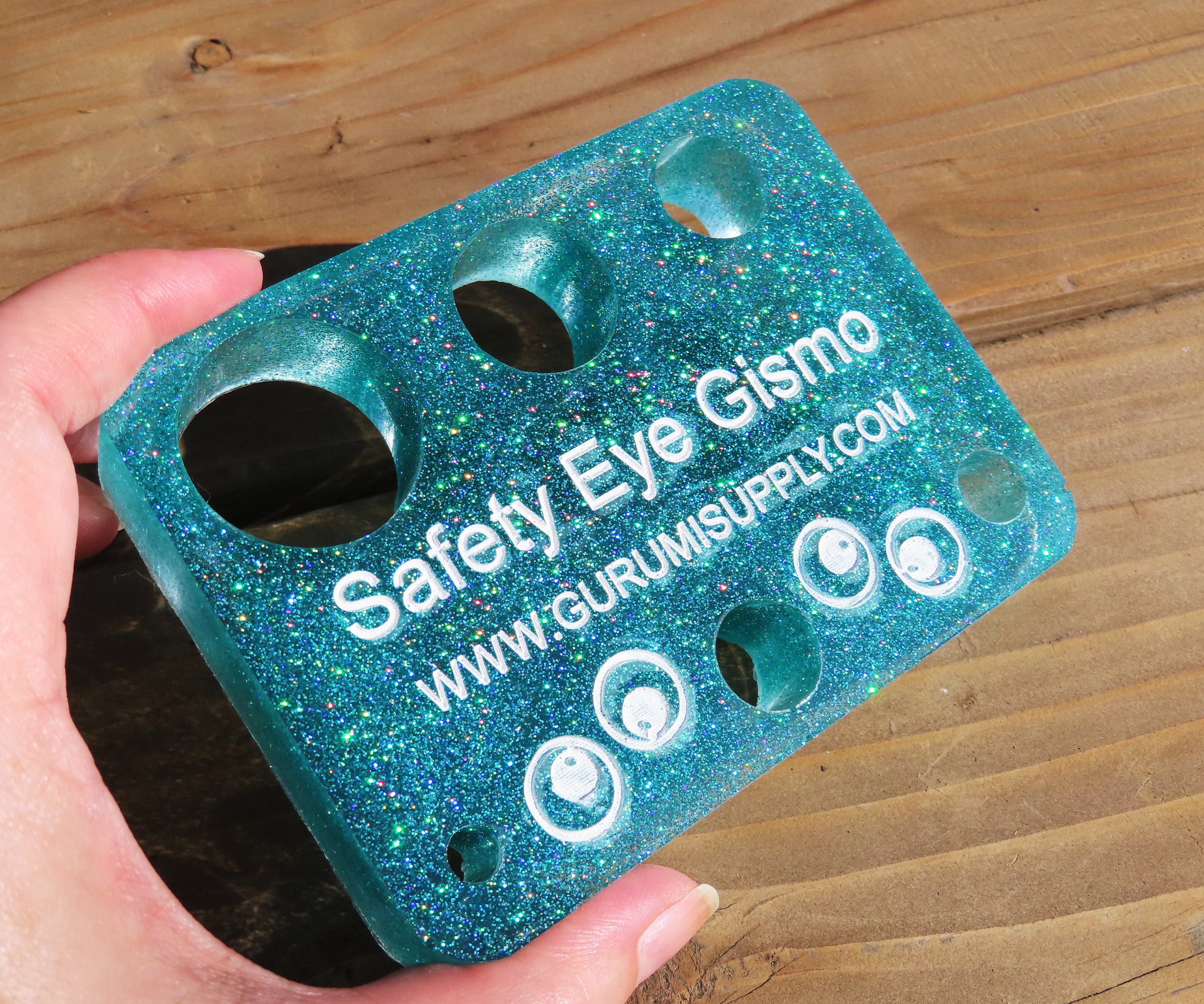 Safety Eye Gismo Teal Fine Glitter Rectangle Safety Eye Tool