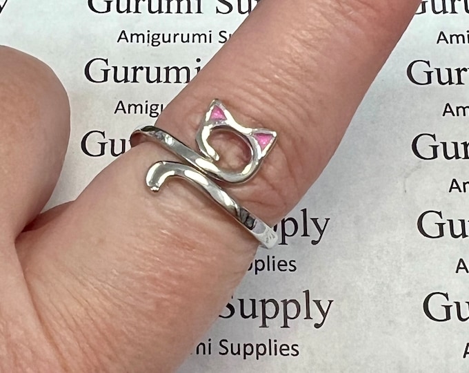 Adjustable Ring – Kitty Ears– 1 Count – Knuckle Assistant / Yarn Guide / Adjustable / Craft Tool / Gift / Cat Ears / Stainless Steel