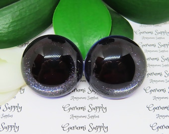 40mm Clear Round Safety Eyes with Black Glitter Non-Woven Slip Iris, Black Pupil and Washers: 1 Pair - Amigurumi / Animal / Crochet / Toys