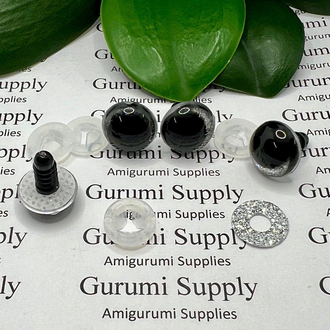 14mm Clear Safety Eyes With Silver Glitter Non-woven Slip Iris