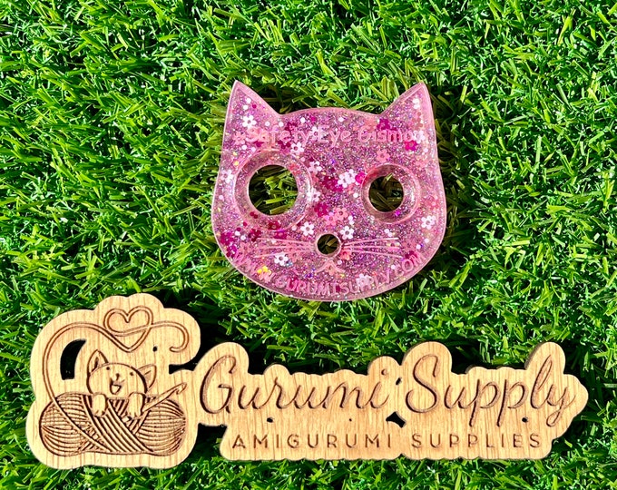 Safety Eye Gismo - Pink Petals Glitter - Kitty - Safety Eye Tool - Safety Eye Jig - Safety Eye Helper - Trapezoid Eye - Animal - Amigurum