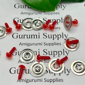 4.5mm Red Pupil with Red Iris Round Safety Eyes and Washers: 5 Pairs - Dolls / Amigurumi / Animals / Toys / Felting / Paintfree