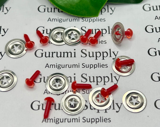 4.5mm Red Pupil with Red Iris Round Safety Eyes and Washers: 5 Pairs - Dolls / Amigurumi / Animals / Toys / Felting / Paintfree
