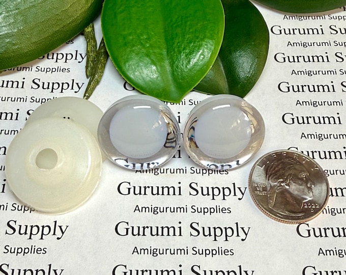 25mm Clear Iris with Glow in the Dark Pupil Trap Safety Eyes and Washers: 1 Pair - Doll / Amigurumi / Animal / Creation / Crochet / Monster