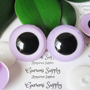 30mm Light Purple Iris Black Pupil Round Safety Eyes and Washers: 1 Pair - Dolls / Amigurumi / Animals / Toys / Crochet / Paintfree / Knit