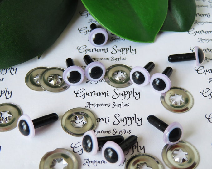 9mm Light Purple Iris Black Pupil Round Safety Eyes and Washers: 5 Pairs - Dolls/Amigurumi/Animals/ Stuffed Creations/Crochet/Paintfree