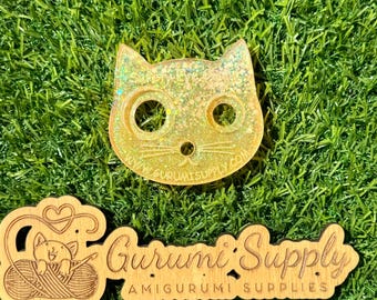Ismo pour les yeux de sécurité - Orange avec paillettes phosphorescentes - Kitty - Outil pour les yeux de sécurité - Gabarit pour les yeux de sécurité - Aide pour les yeux de sécurité - Oeil trapézoïdal - Amigurumi -
