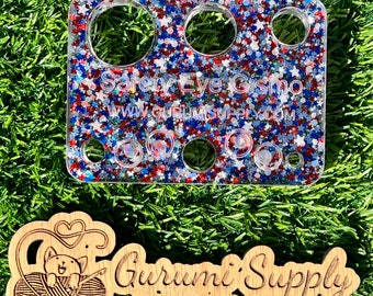 Safety Eye Gismo Patriotic Stars with Glow Glitter- Rectangle - Safety Eye Tool - Safety Eye Jig - Safety Eye Helper - Trapezoid - Amigurumi