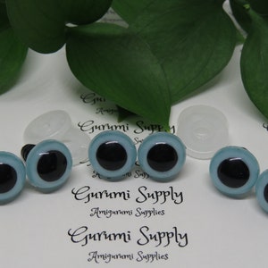 12mm Light Blue Iris with Black Pupil Round Safety Eyes and Washers: 3 Pairs Dolls / Amigurumi / Animals / Stuffed Creations / Craft / Toy image 7