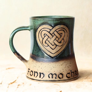 Celtic Beer Mug • Custom Viking Gift • Heart Knot Stoneware Tankard • Irish Wedding • Personalized Handmade Pottery • 500ml