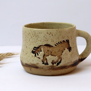 Horse Pottery Coffee Mug, Custom Horse Gifts for Horse Lover, Hobby Horse, Pottery Handmade image 2