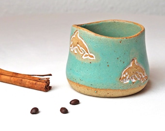 Handmade Pottery Mug with Beautiful Dolphins