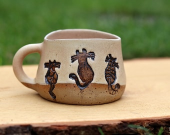 Pottery Cute Cats Cup, Cat Lover Gift, Customizable