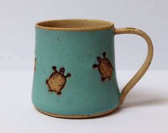 Personalized Pottery Turtle Mug, Ceramic Coffee Mug