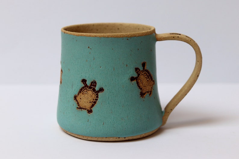 Personalized Pottery Turtle Mug, Ceramic Coffee Mug image 1