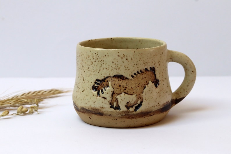 Horse Pottery Coffee Mug, Custom Horse Gifts for Horse Lover, Hobby Horse, Pottery Handmade image 2