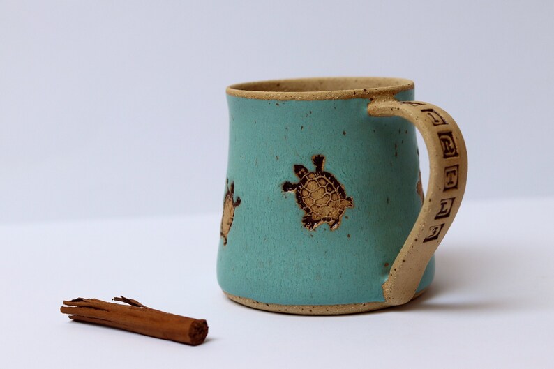 Personalized Pottery Turtle Mug, Ceramic Coffee Mug image 2