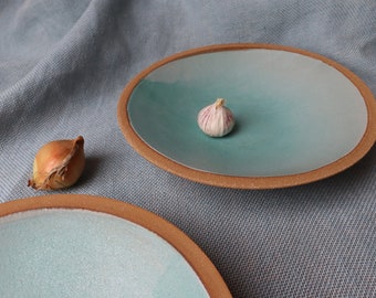 Ceramic Plate, Pottery Dinnerware, Turquoise Dishes