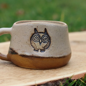 Owl Coffee Cup, Rustic Pottery Mug, Cute Cup, Ceramic Owl Gift, Woodland Animal, Gift for Nature Lover, Minimalist, Boho Kitchen Decor