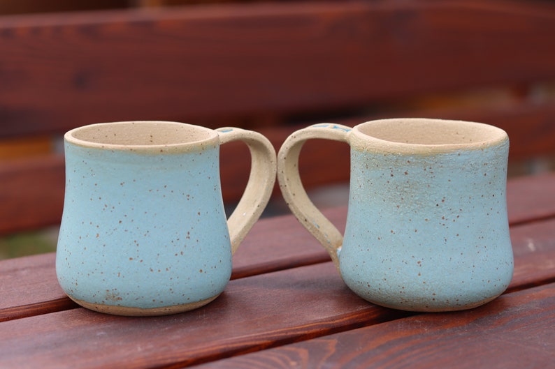 Personalized Pottery Mug, Large Coffee Mug, Stoneware Coffee Mug With Labeled Handle image 3