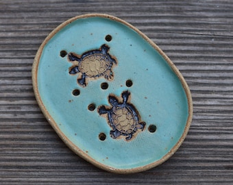 Turtles Pottery Soap Dish, Turtle Gifts, Draining Soap Dish, Bathroom Accessories, New Home Gift, House Warming Gift, Unique Soap Dish