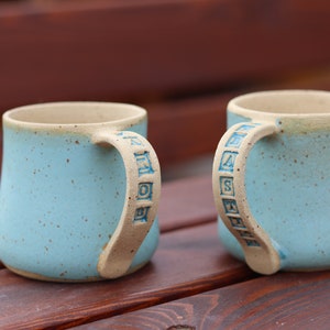 Personalized Pottery Mug, Large Coffee Mug, Stoneware Coffee Mug With Labeled Handle image 2