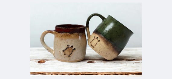 Schildkröte Becher, Tasse Getöpfert, Kaffeebecher, Schildkröte Kaffeepott, Kaffeetasse Groß