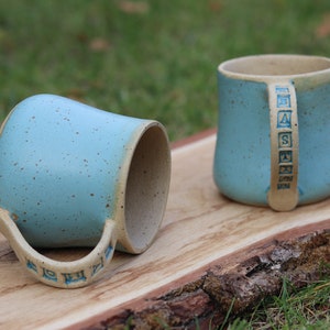 Personalized Pottery Mug, Large Coffee Mug, Stoneware Coffee Mug With Labeled Handle image 4