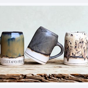 Personalized Ceramic Beer Stein – Rustic Handmade Stoneware Mug, Custom Pottery Tankard, 16.9 fl. oz (500ml), Dishwasher Safe