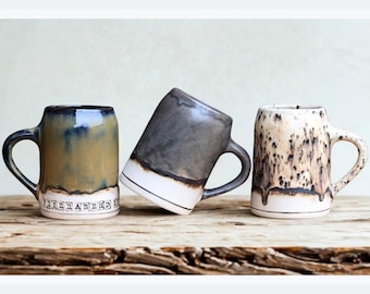 Boccale da birra in ceramica personalizzato, boccale da birra rustico, boccale in gres fatto a mano, boccale da birra artigianale, alta qualità, lavabile in lavastoviglie