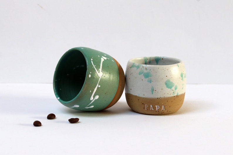 Handmade Personalized Stoneware Espresso Set of 2 Cups image 8