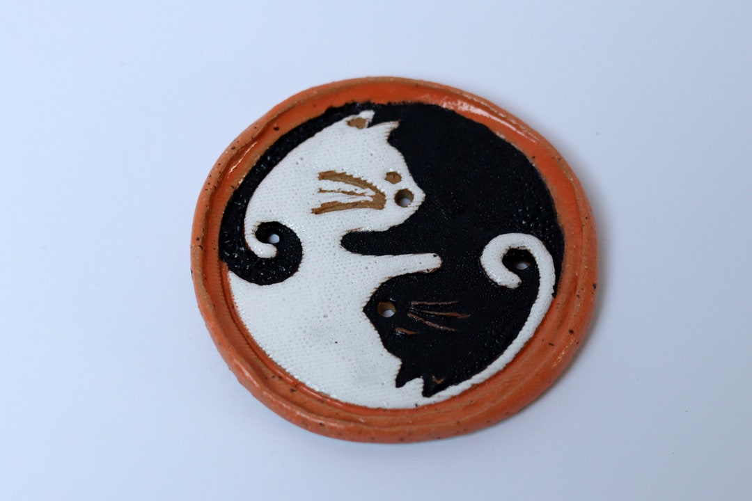 Cute Cats Ceramic Soap Dish White and Black Ying Yang Cats Etsy
