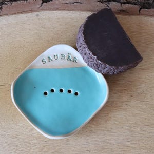 Personalised Soap Dish, Guest Bathroom Decor, Draining Ceramic Soap Saver, Handmade Pottery, Custom Design, Bath Accessories, Powder Room