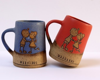 Personalisiertes Hochzeitsgeschenk, Bierkrug Set mit Strichmännchen, Hochzeitstag Pärchen Geschenk