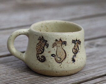 Pottery Cute Cats Cup, Cat Lover Gift, Customizable