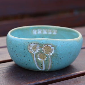 Dandelion Bowl, Custom Serving Bowl, Personalized Pottery, Bowl with Name,  Mothers Day Gift,  Personalized Gift