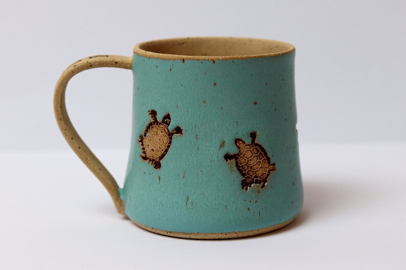 Personalized Pottery Turtle Mug, Ceramic Coffee Mug image 4