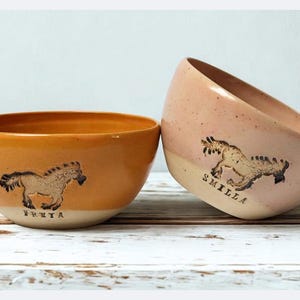 Personalized Handcrafted Horse Bowl – Custom Name Cereal Dish, Handmade Stoneware Pottery, Dishwasher Safe, 17 oz