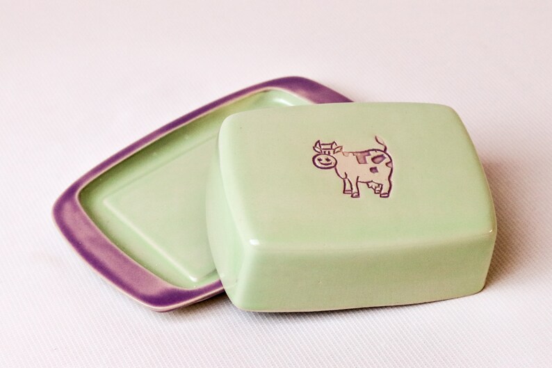 Pottery Butter Dish With Cow Handmade Pottery Etsy