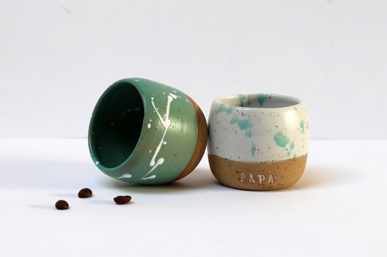 Handmade Personalized Stoneware Espresso Set of 2 Cups image 3